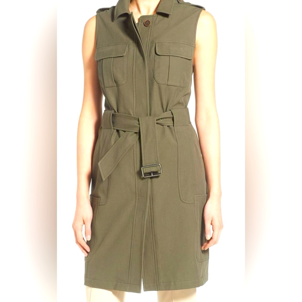 OLIVIA PALERMO + CHELSEA 28 Sleeveless Long Military Vest/Trench - Size S - EUC